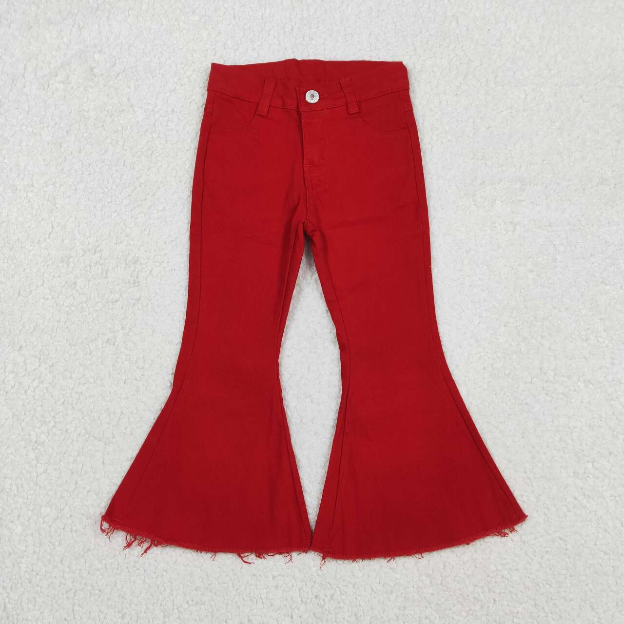 baby girls red button denim pants,P0083