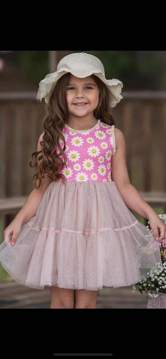 Wholesale girls sunflower tulle dress