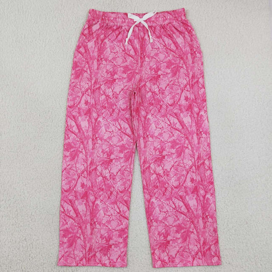 Adult women pink leaves design milk silk pants