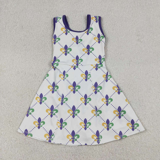 Mardi Gras bow design girls yoga dress