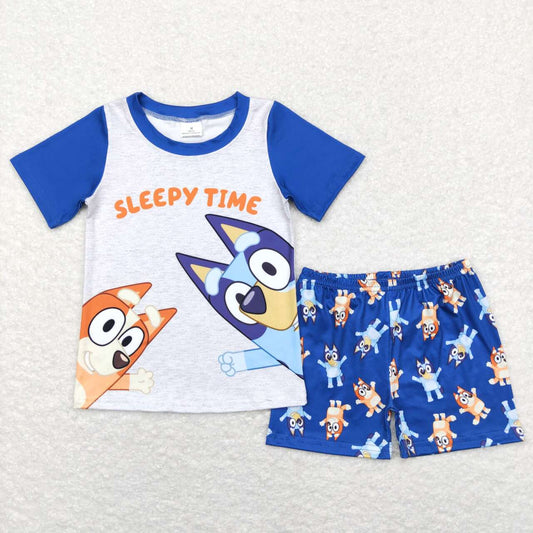 cartoon blue dog baby boy summer outfit