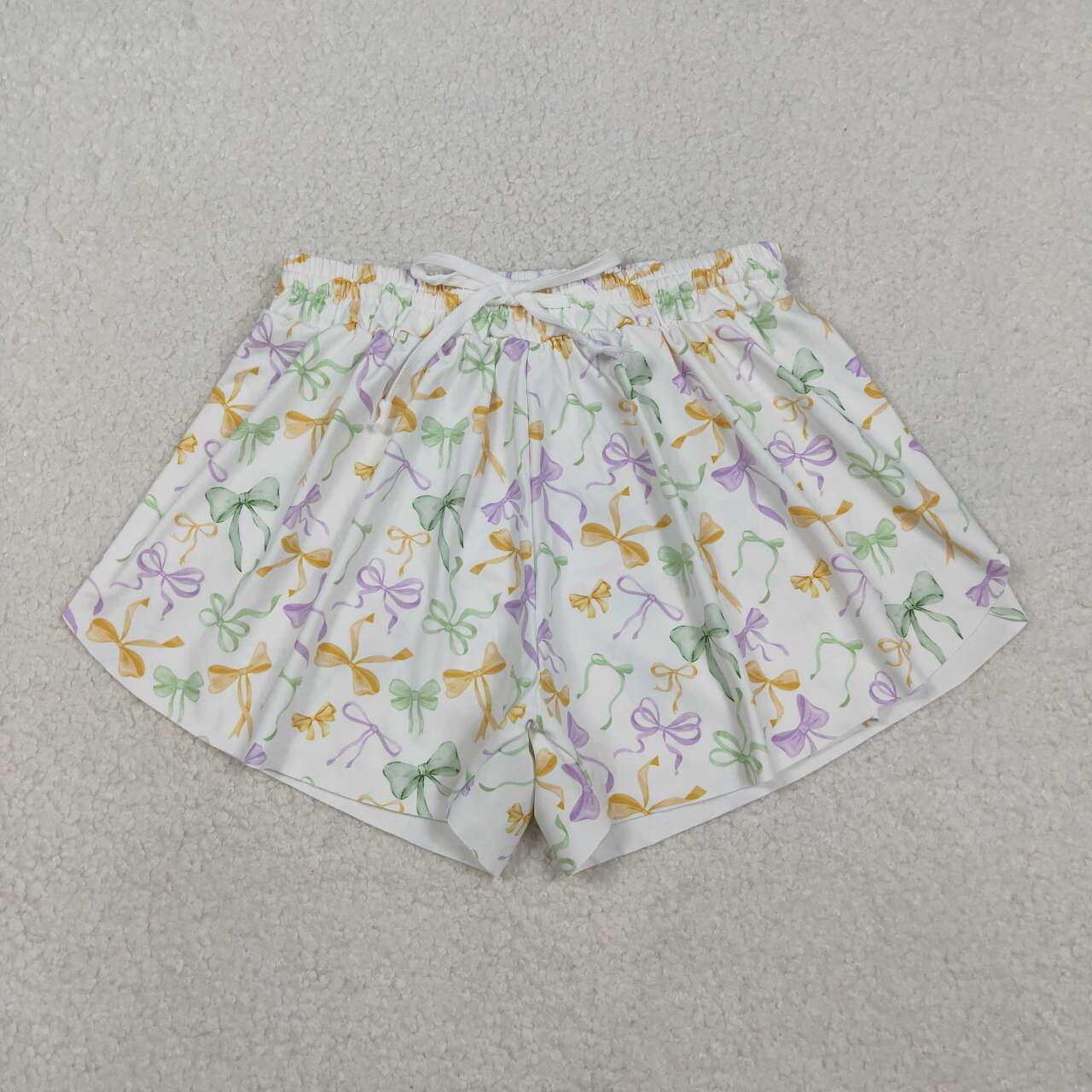 Adult women mardi gras bow yoga shorts