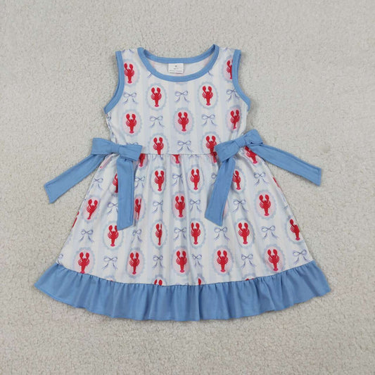 Crawfish design girls short sleeve dress