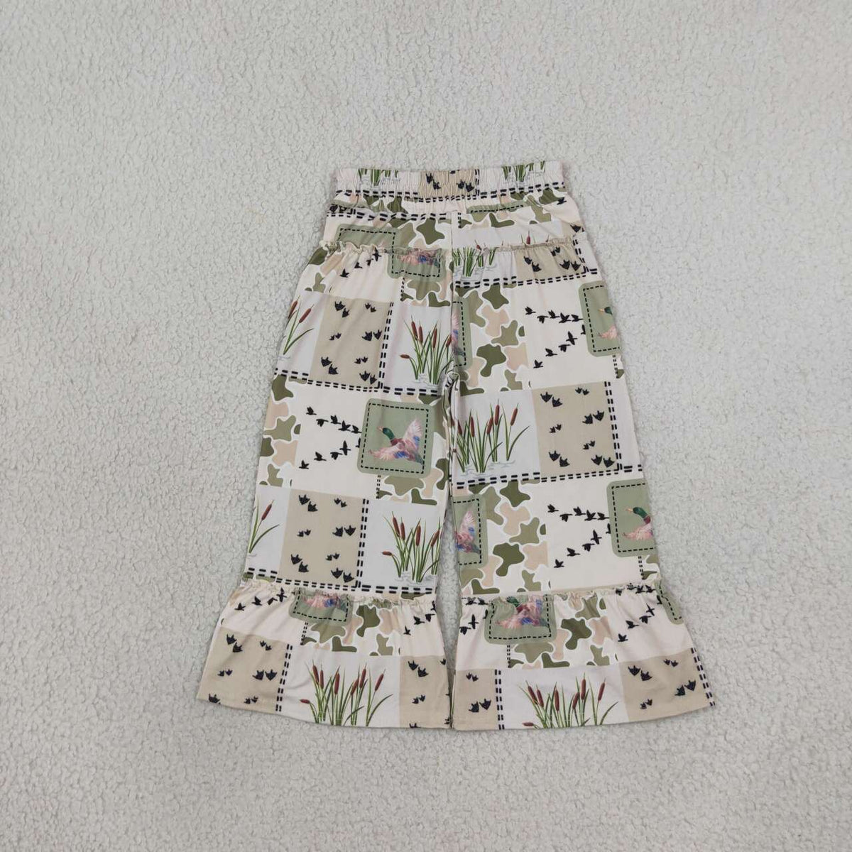 Mallard duck print girls bell bottoms