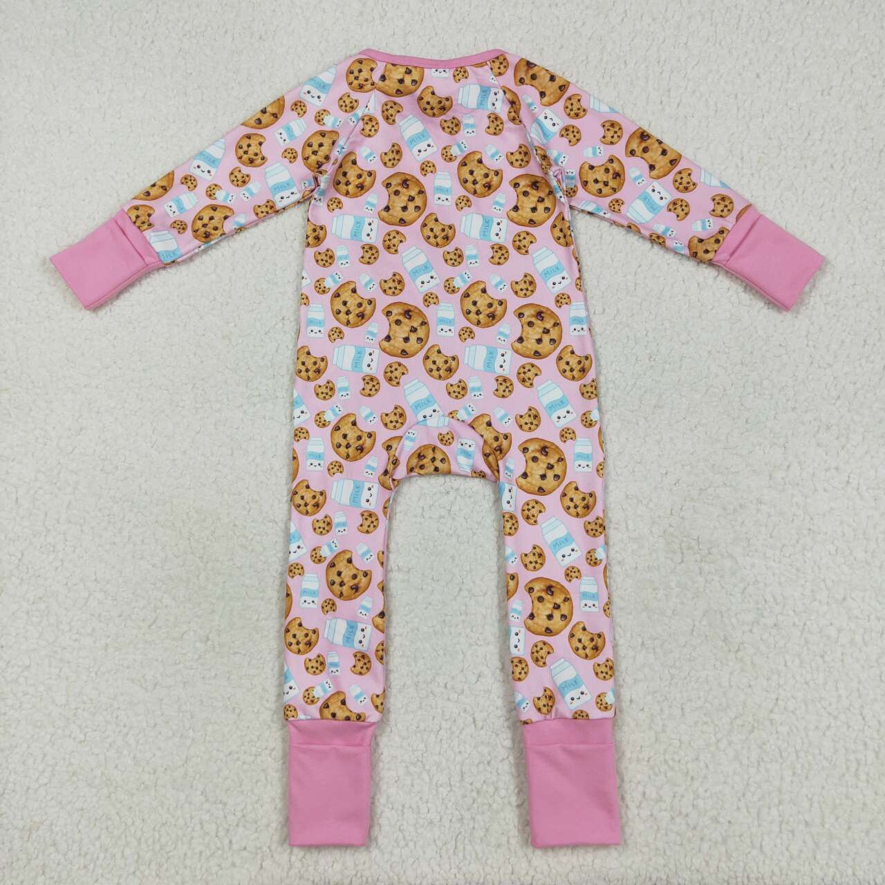 USA SHOP Toddle baby girl Christmas cookie milk long sleeve zip romper