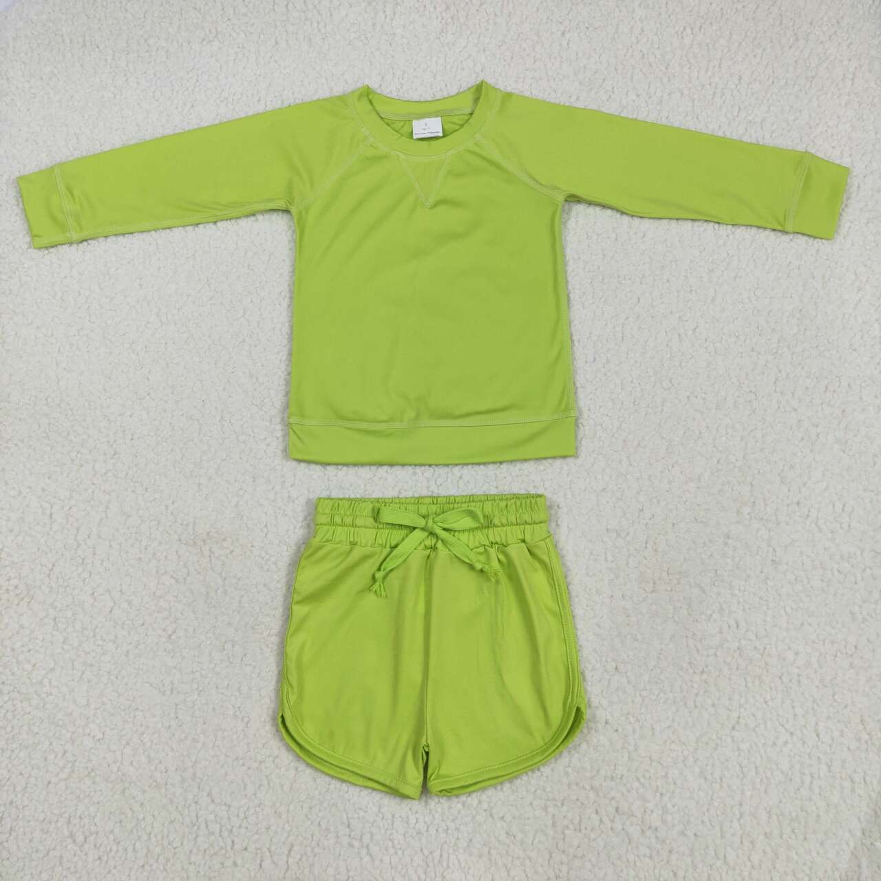 Baby girls lime green active wear athletic summer yoga shorts outfit
