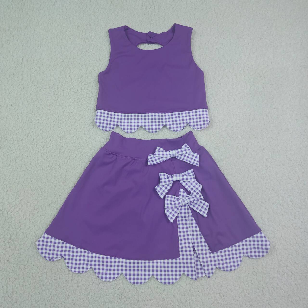 Purple tank top matching skorts girls summer yoga set