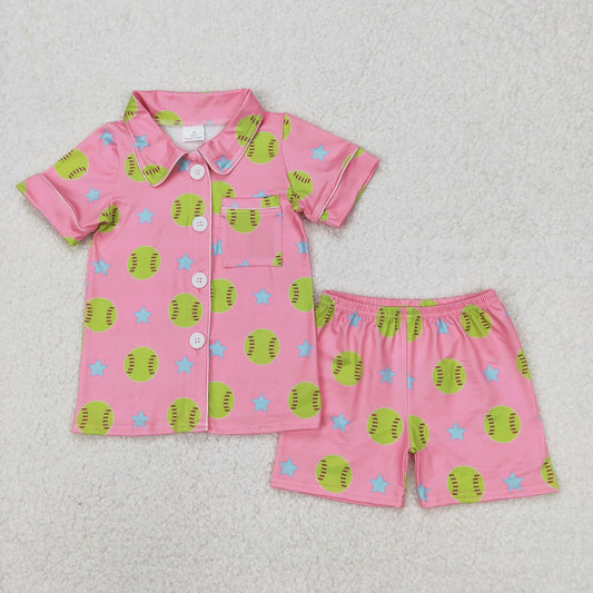 Baby girl softball pajama set summer outfit