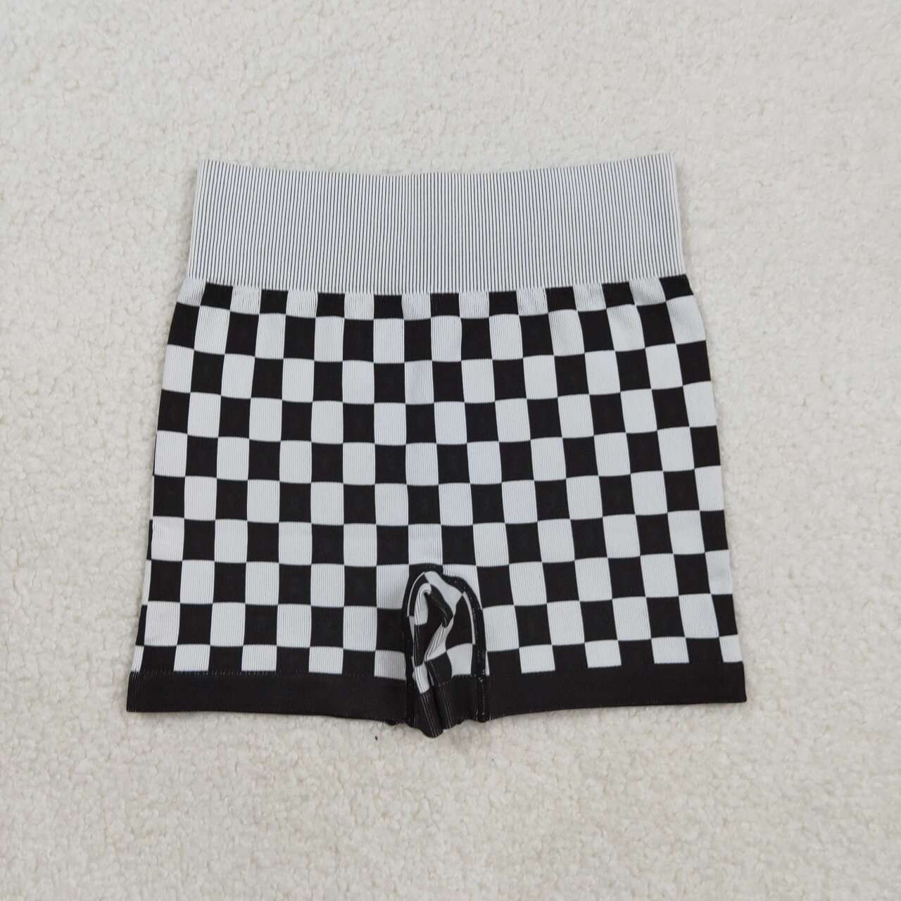 Adult women black checkered shorts