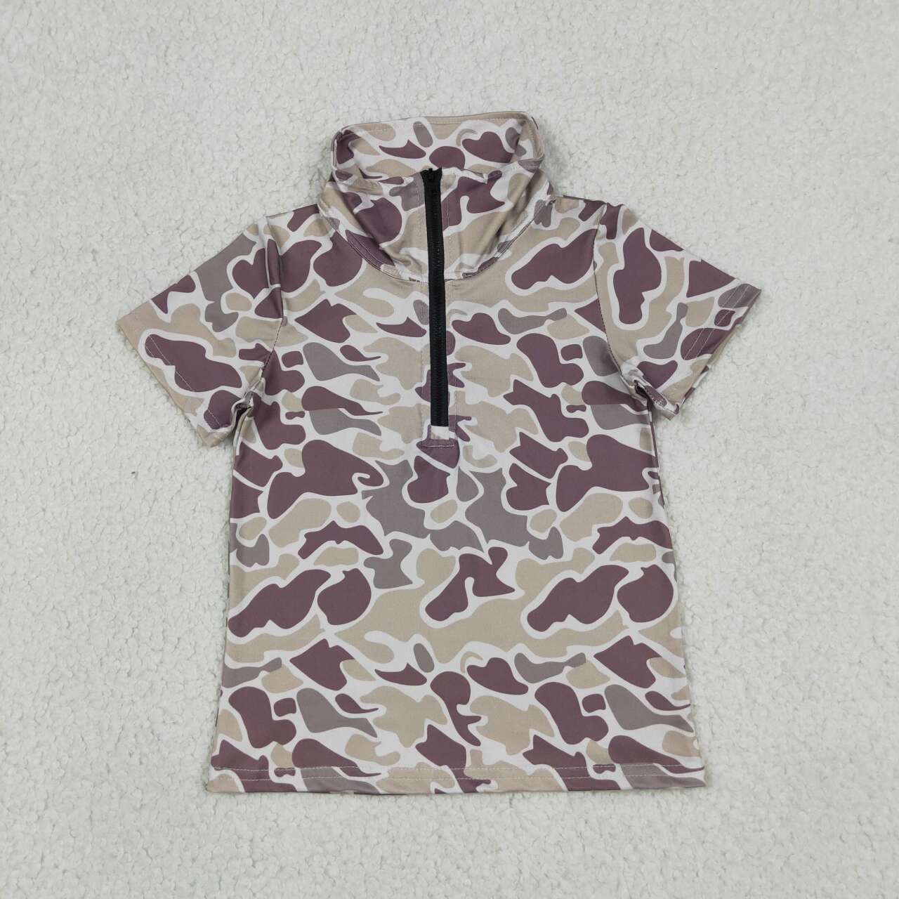 Dark grey Camo design print boy short sleeve pullover top