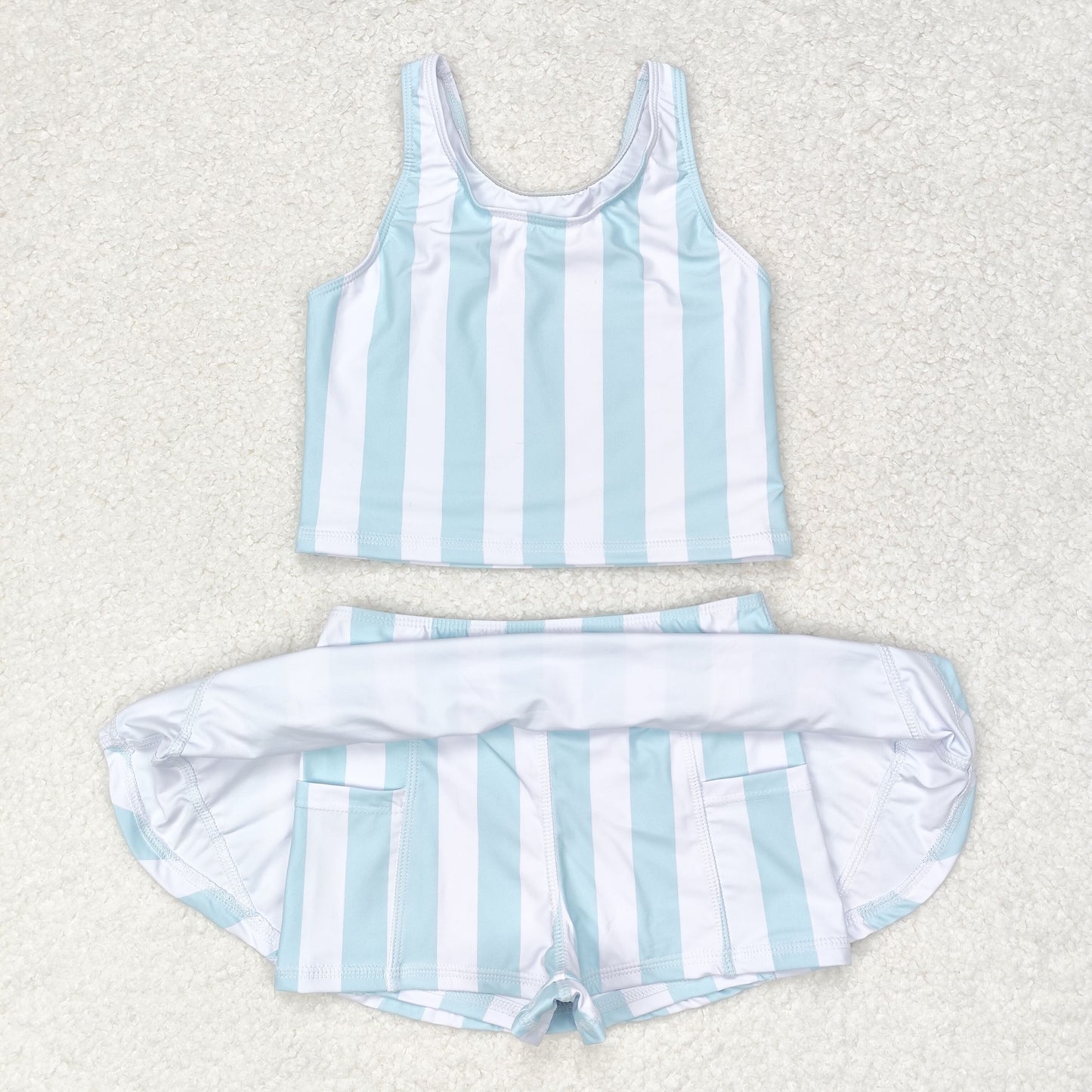 blue stripes baby girls summer skirt outfit