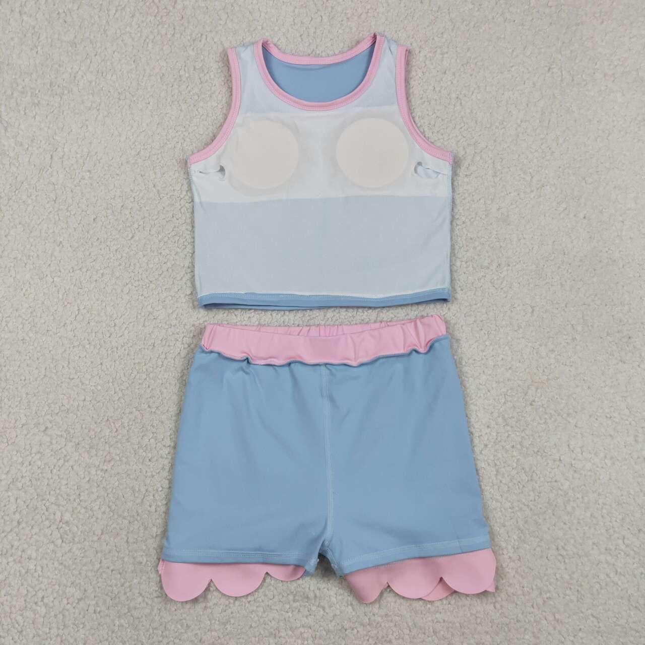 Blue yoga top matching skorts girls summer outfit