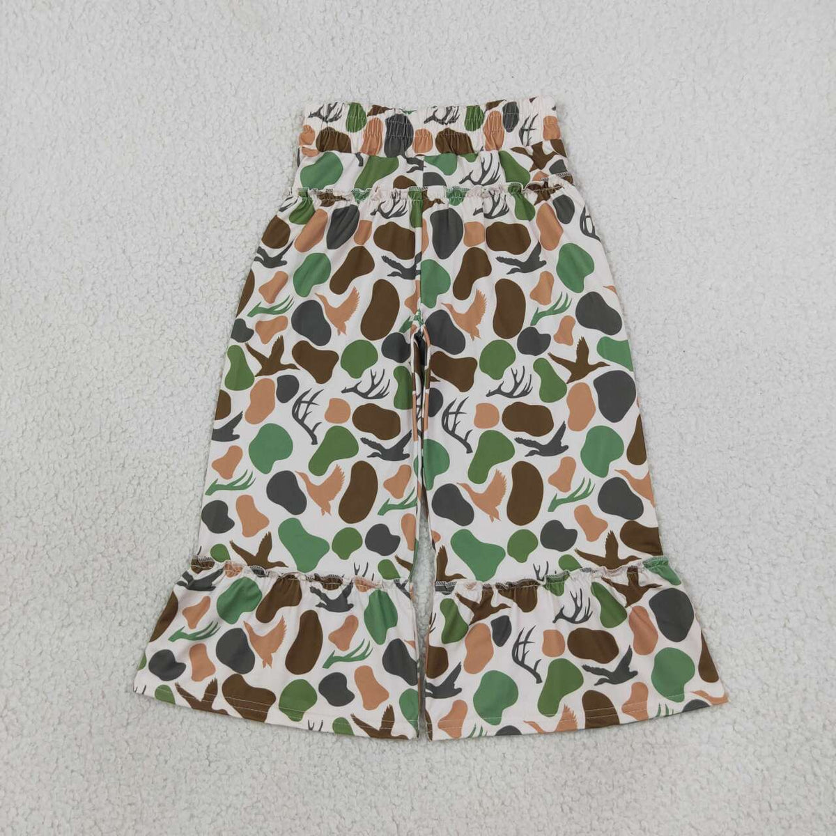 Deer duck camo print girls bell bottoms