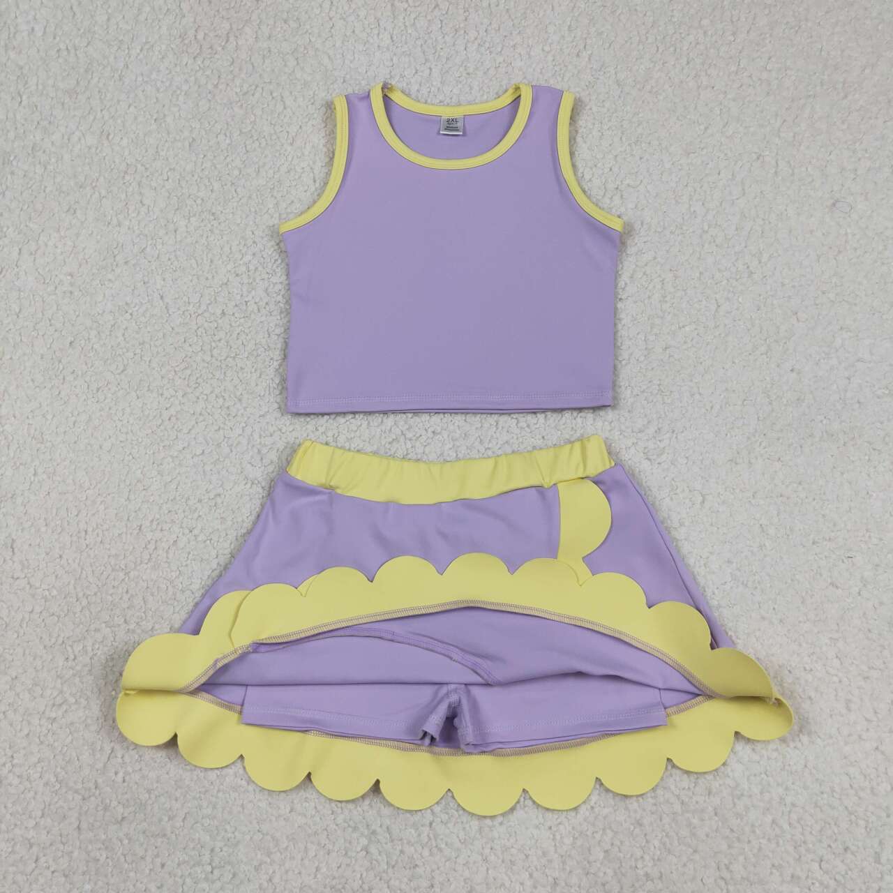 Lavender yoga top matching skorts girls summer outfit
