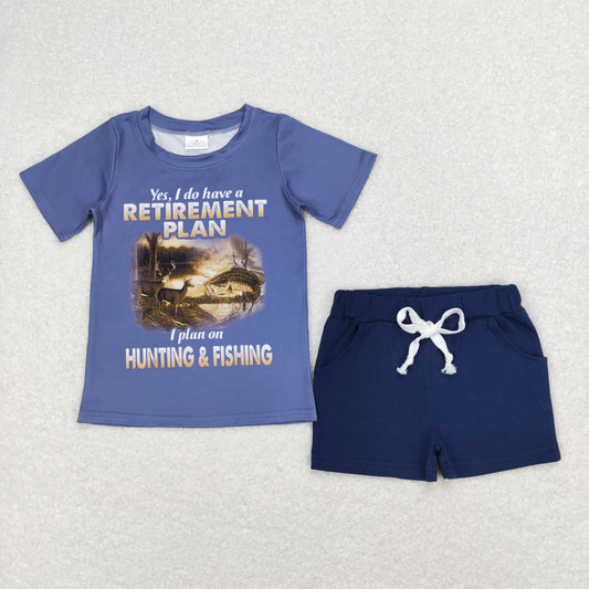 hunting fishing top navy shorts outfit