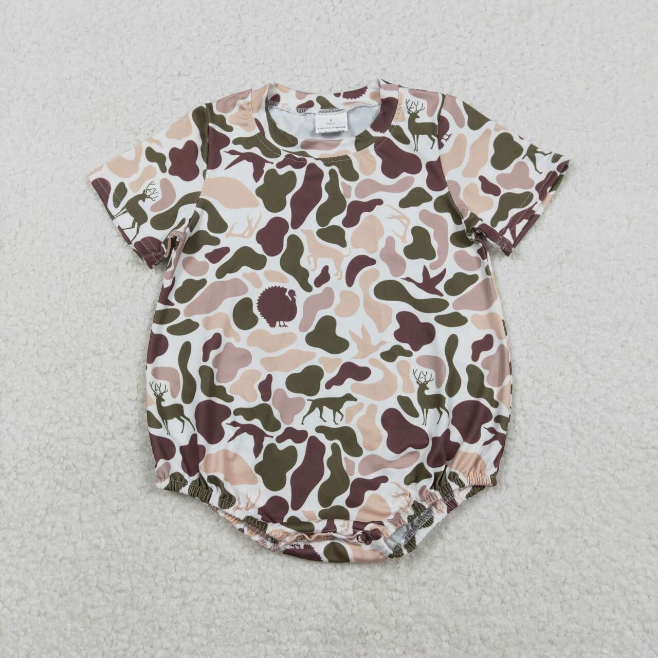 Toddle baby boy deer duck camo short sleeve romper
