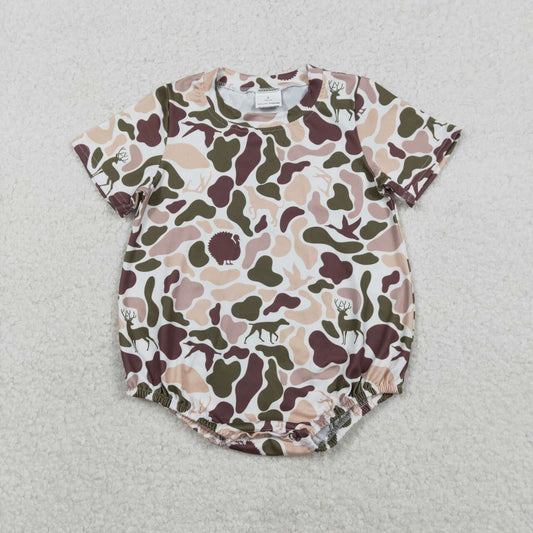 Toddle baby boy deer duck camo short sleeve romper