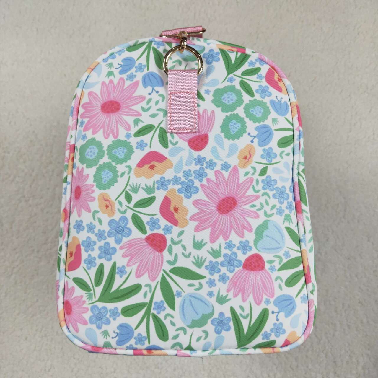 Pink flower duffel bag sports bag