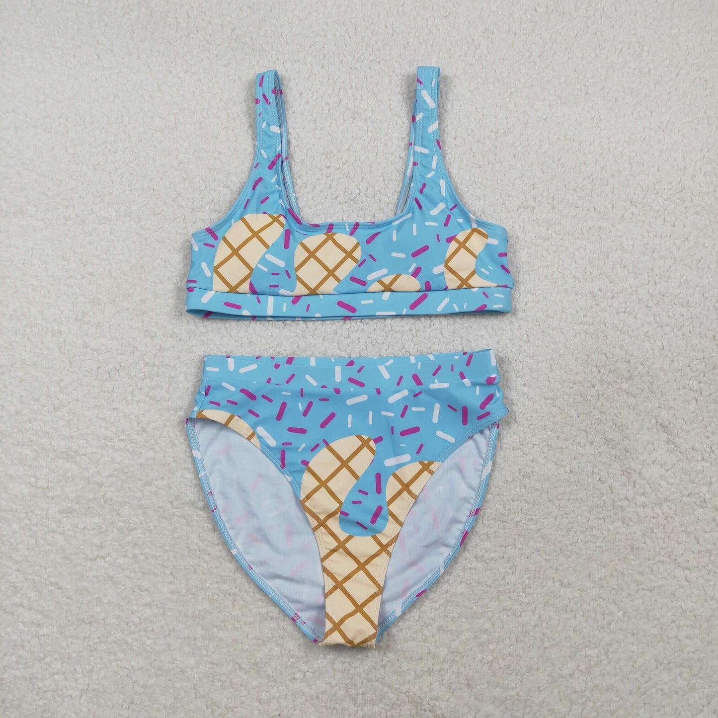 Adult women blue ice cream two pieces swimwear