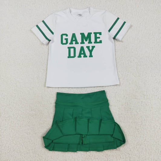 Game day shirt green skirt summer yoga outfit