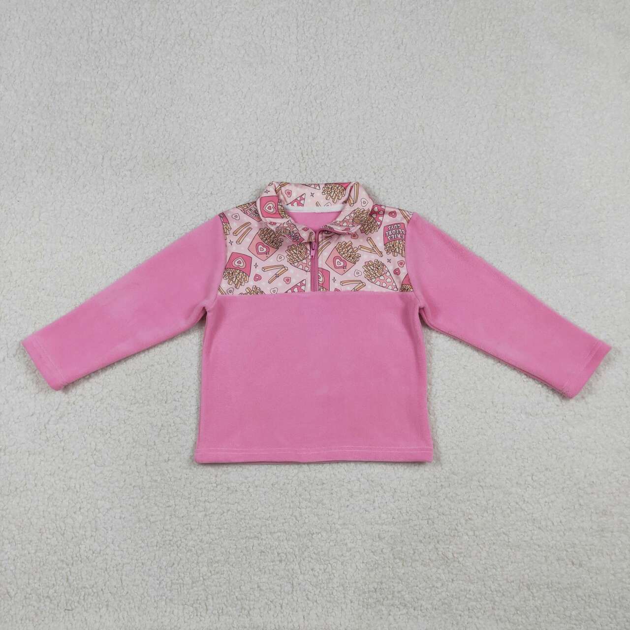 Valentines fries girls long sleeve pullover t-shirt top