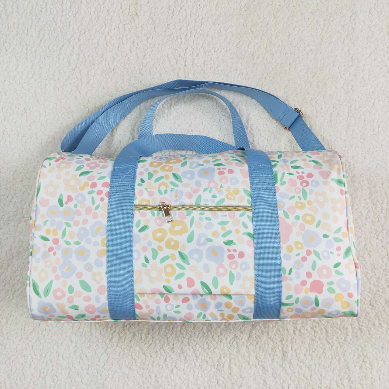 Floral design duffel bag sports bag