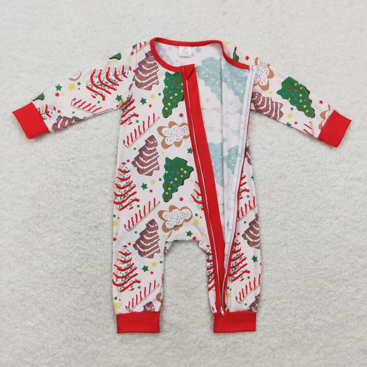 toddle baby boy christmas tree cake zip romper