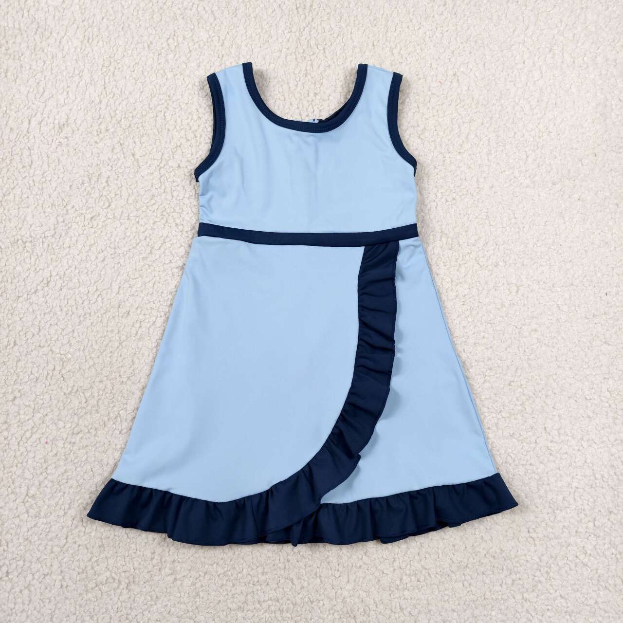 Blue navy color girls summer yoga dress