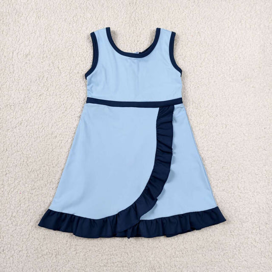 Blue navy color girls summer yoga dress