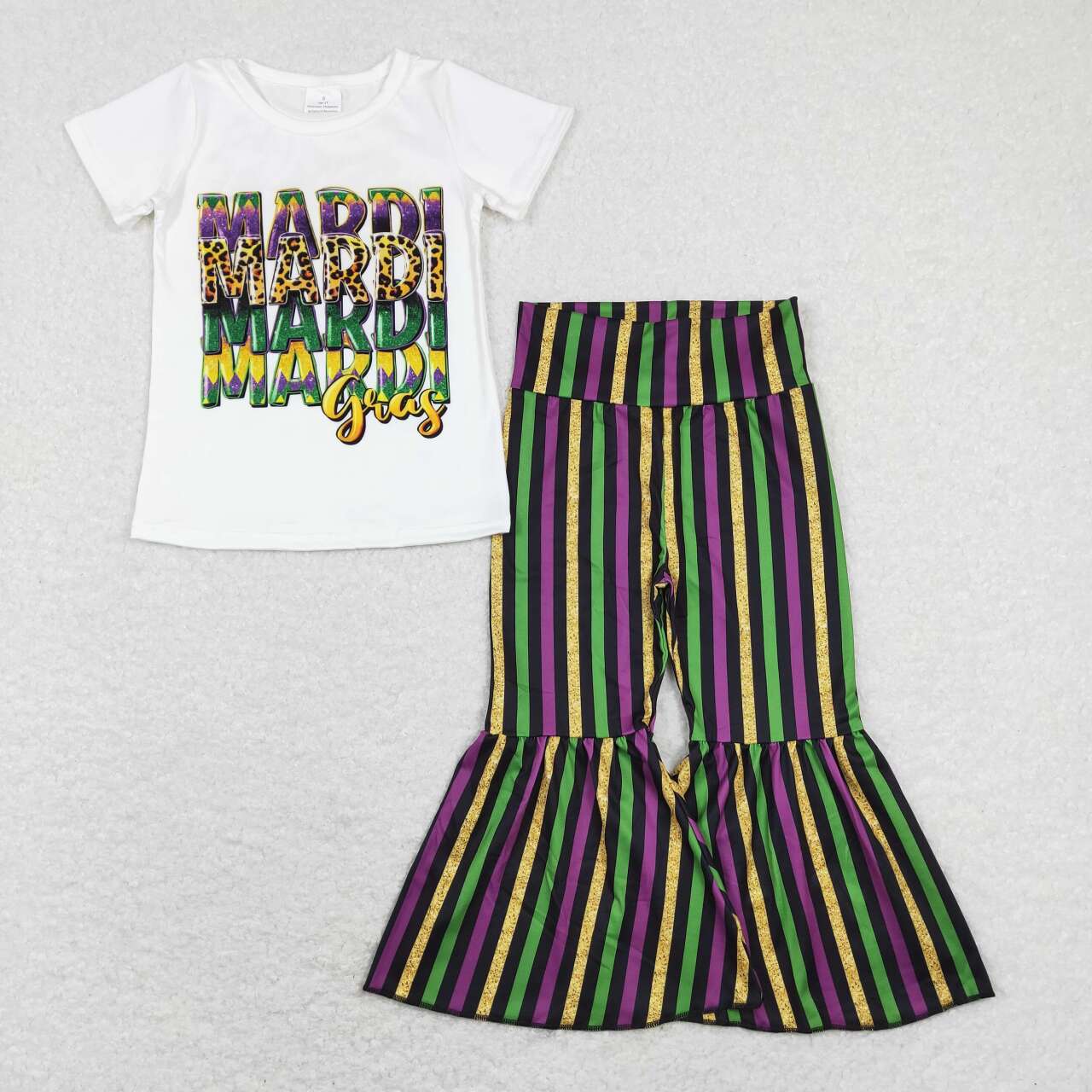 Mardi Gras Shirt matching bell bottoms clothing set