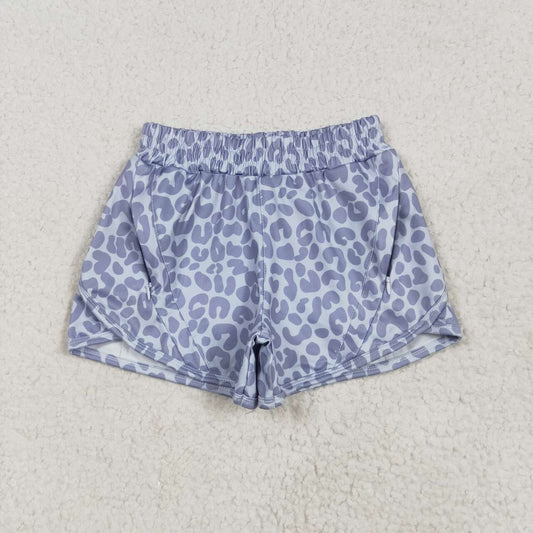 Kids light grey camo summer yoga shorts