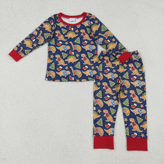 Christmas dinosaur tree long sleeve pajama set outfit