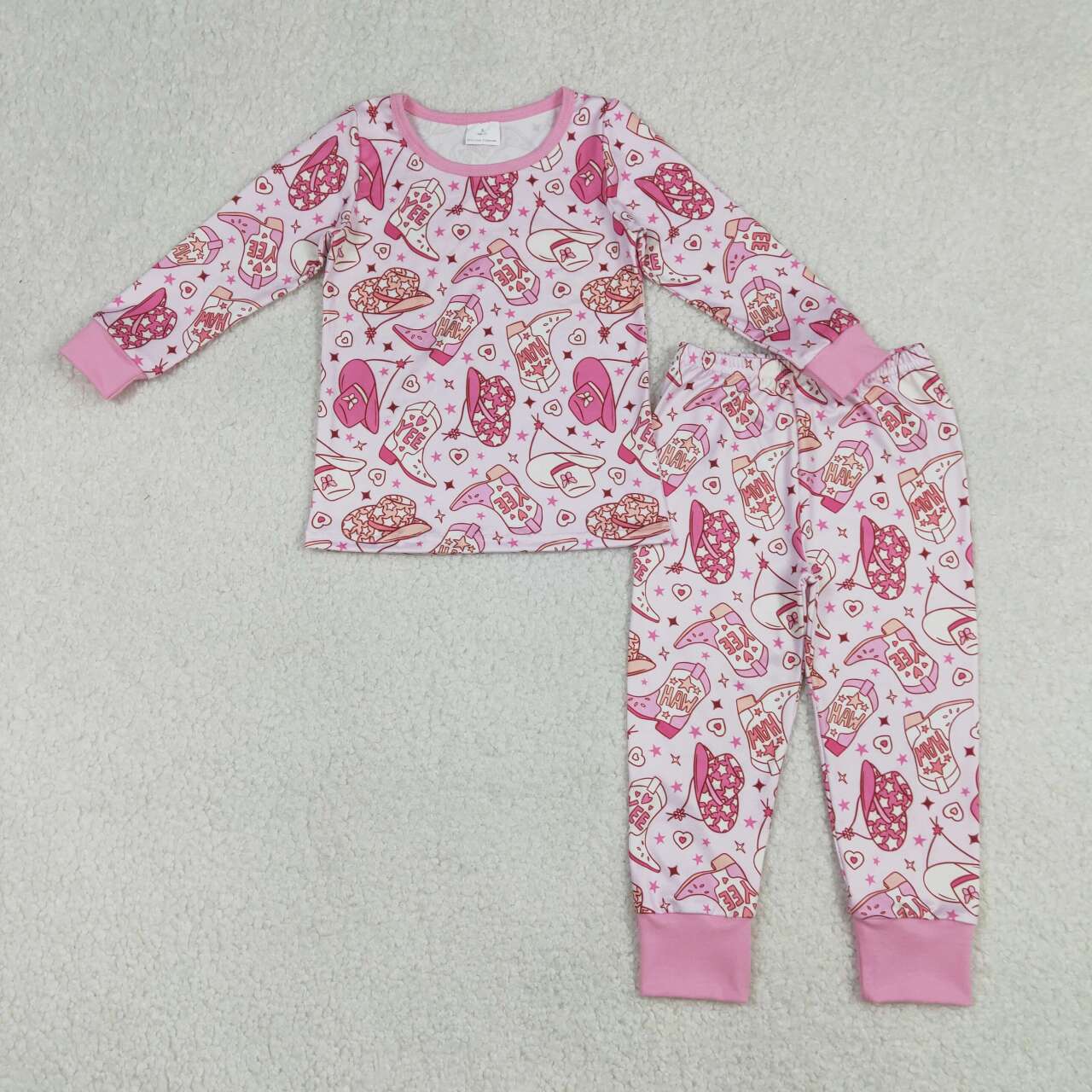 Western cowboy design kids long sleeve pajama set