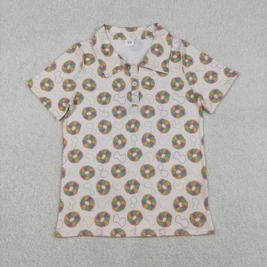 Adult man mardi gras short sleeve polo top