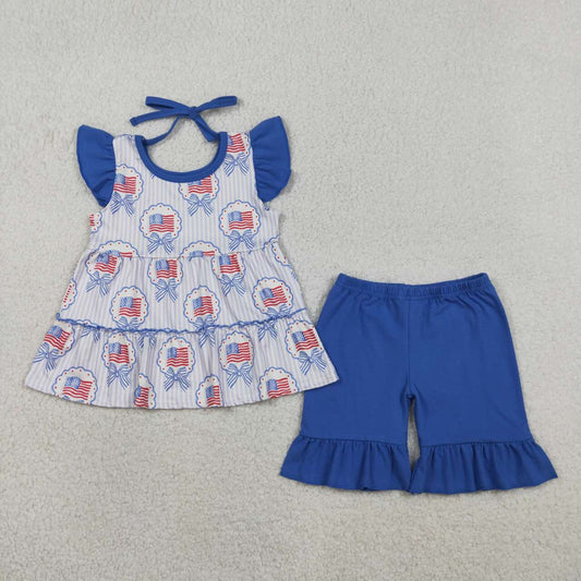 American July 4th top matching shorts girl outfit
