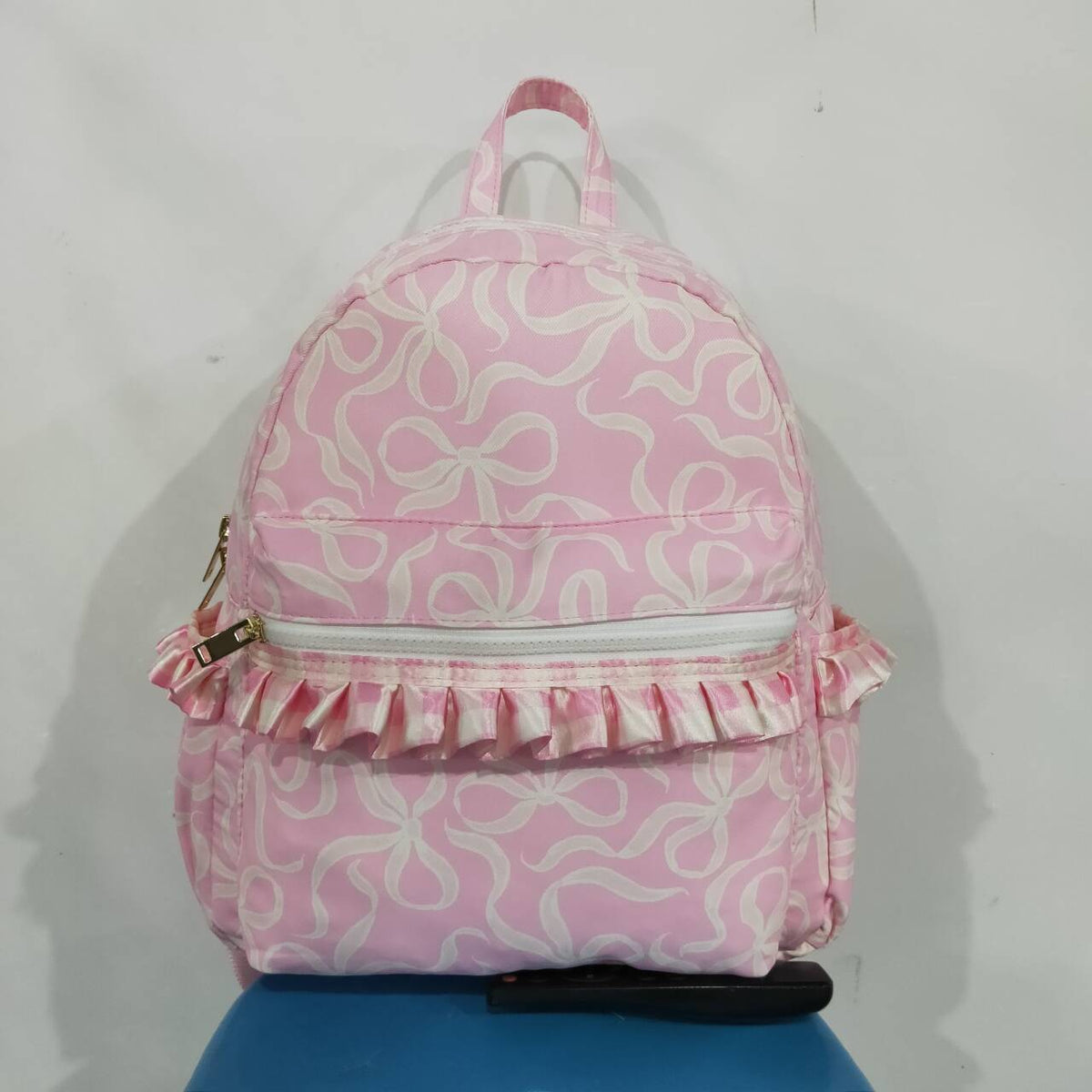 Pink bow design kids baby backpack