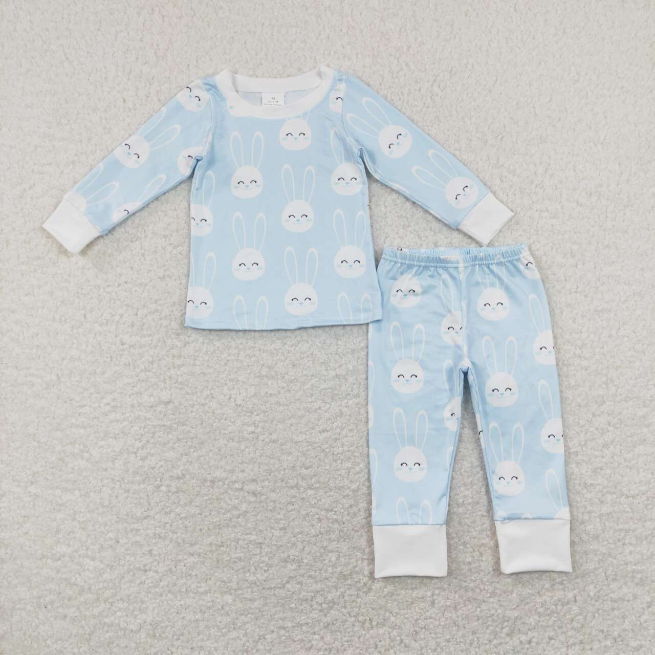cute easter bunny blue pajama set