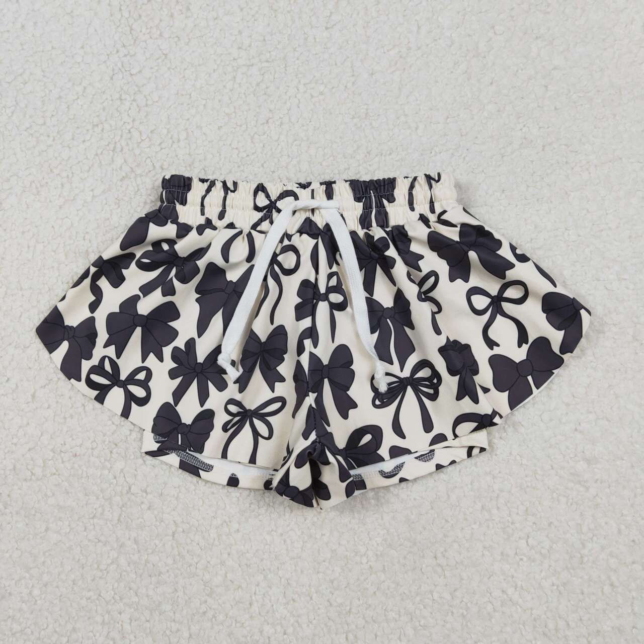 Toddle baby girls black bow yoga shorts