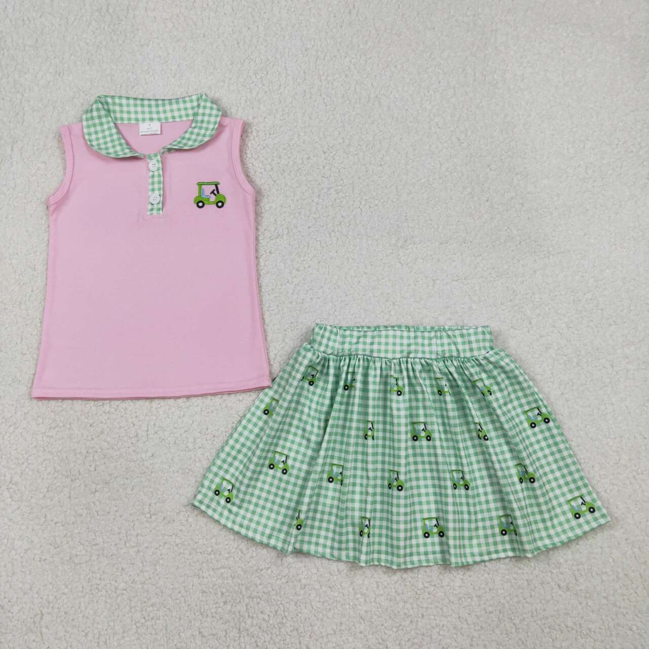 Embroidery Golf top matching shorts girls summer skirt outfit