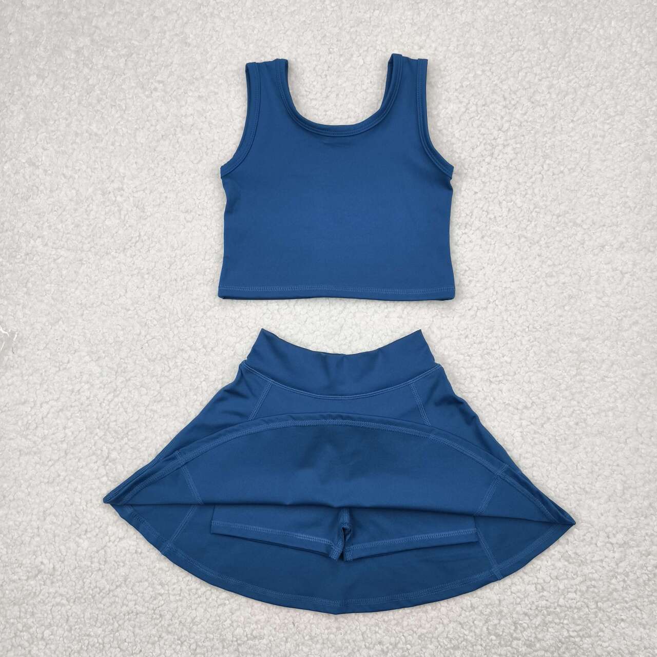 Baby girls dark blue active wear athletic summer yoga skirt outfit