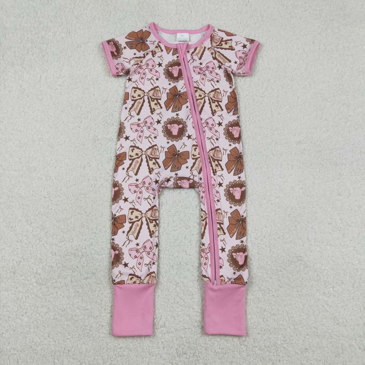 Pink bow design toddle baby romper