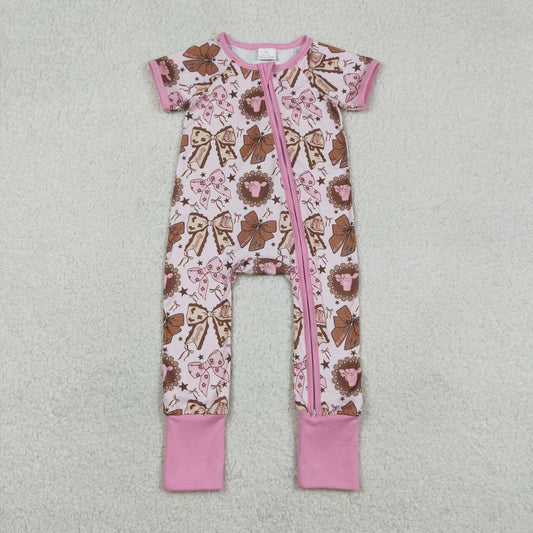 Pink bow design toddle baby romper