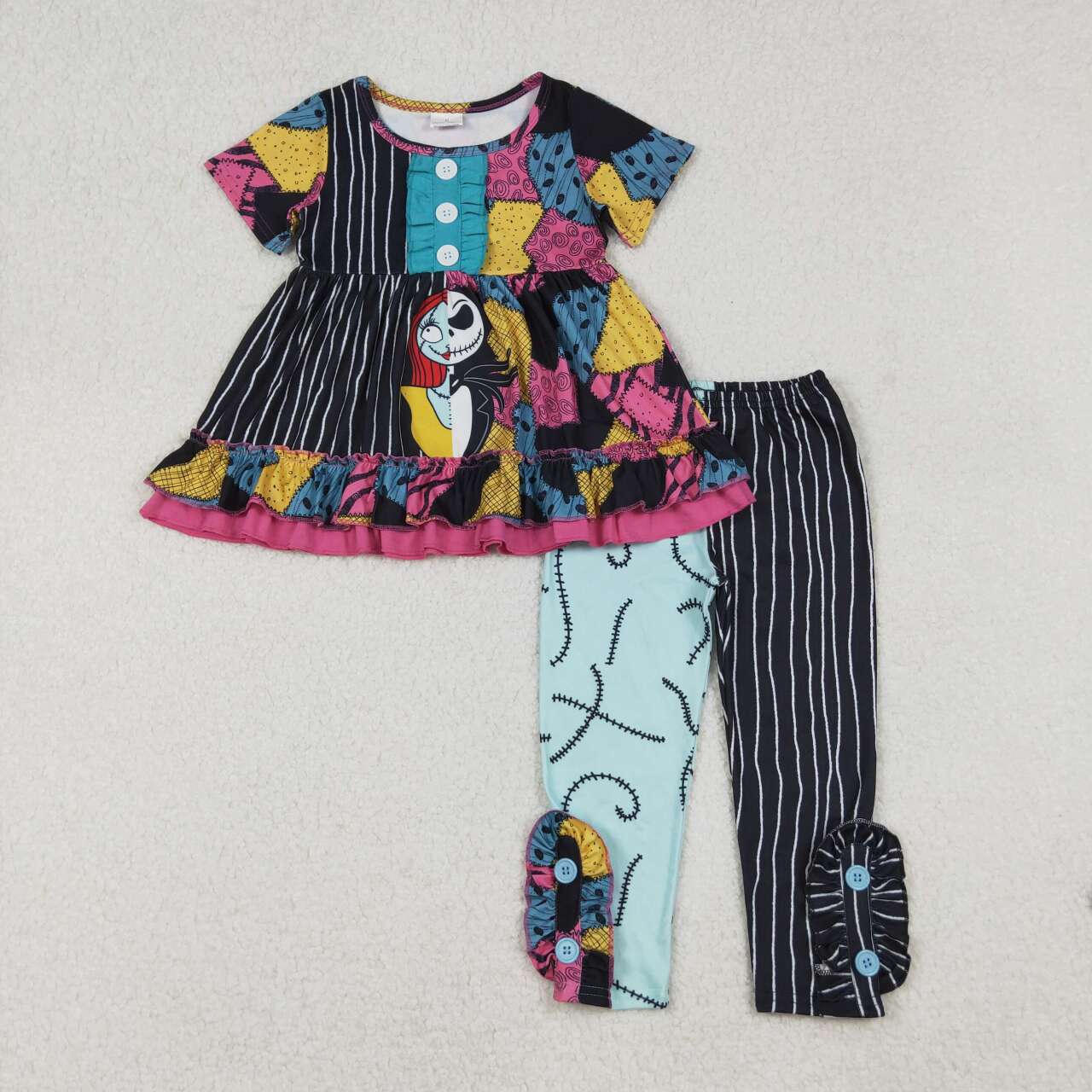 Halloween design girls long sleeve matching outfit