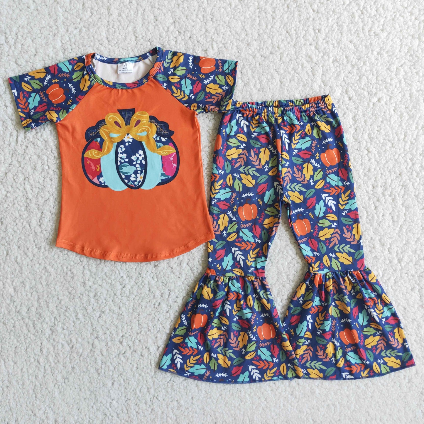 baby girls short sleeve Pumpkin clothing set