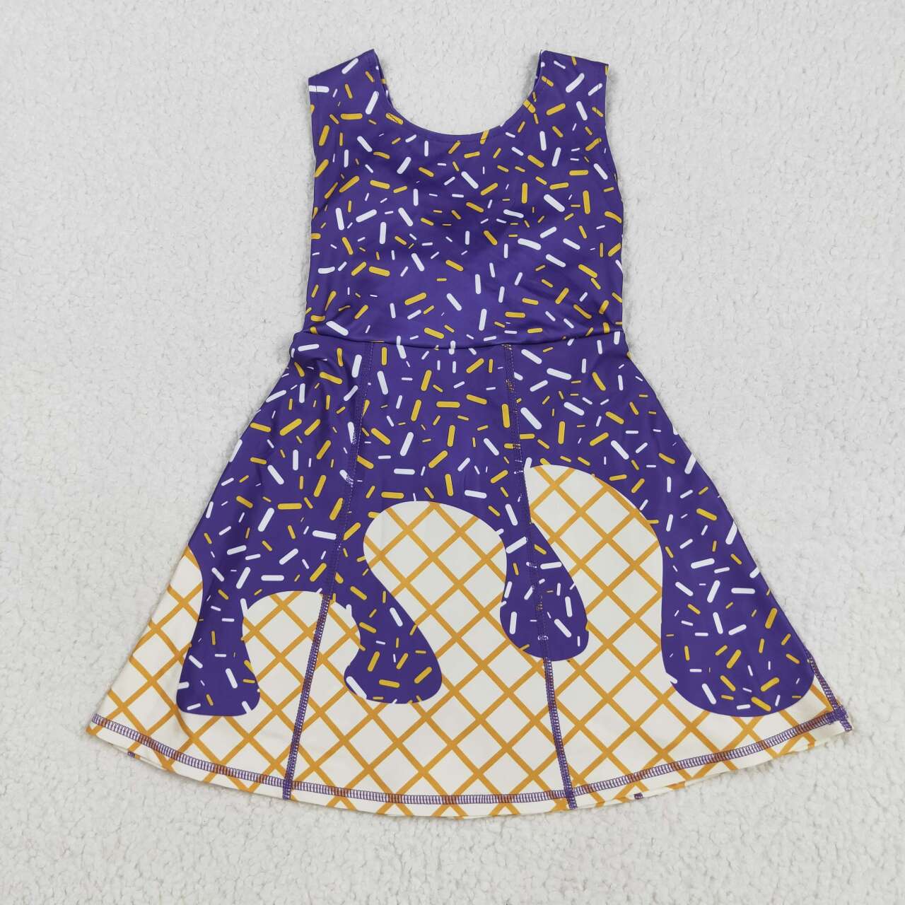 Baby girls purple active wear athletic summer yoga lace ruffle dress