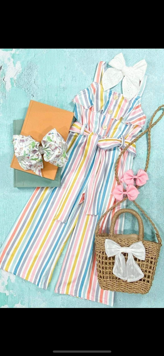 Baby girls Easter stripes jumpsuit