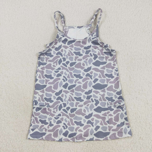 Baby girls grey camouflage active wear athletic summer yoga skort dress