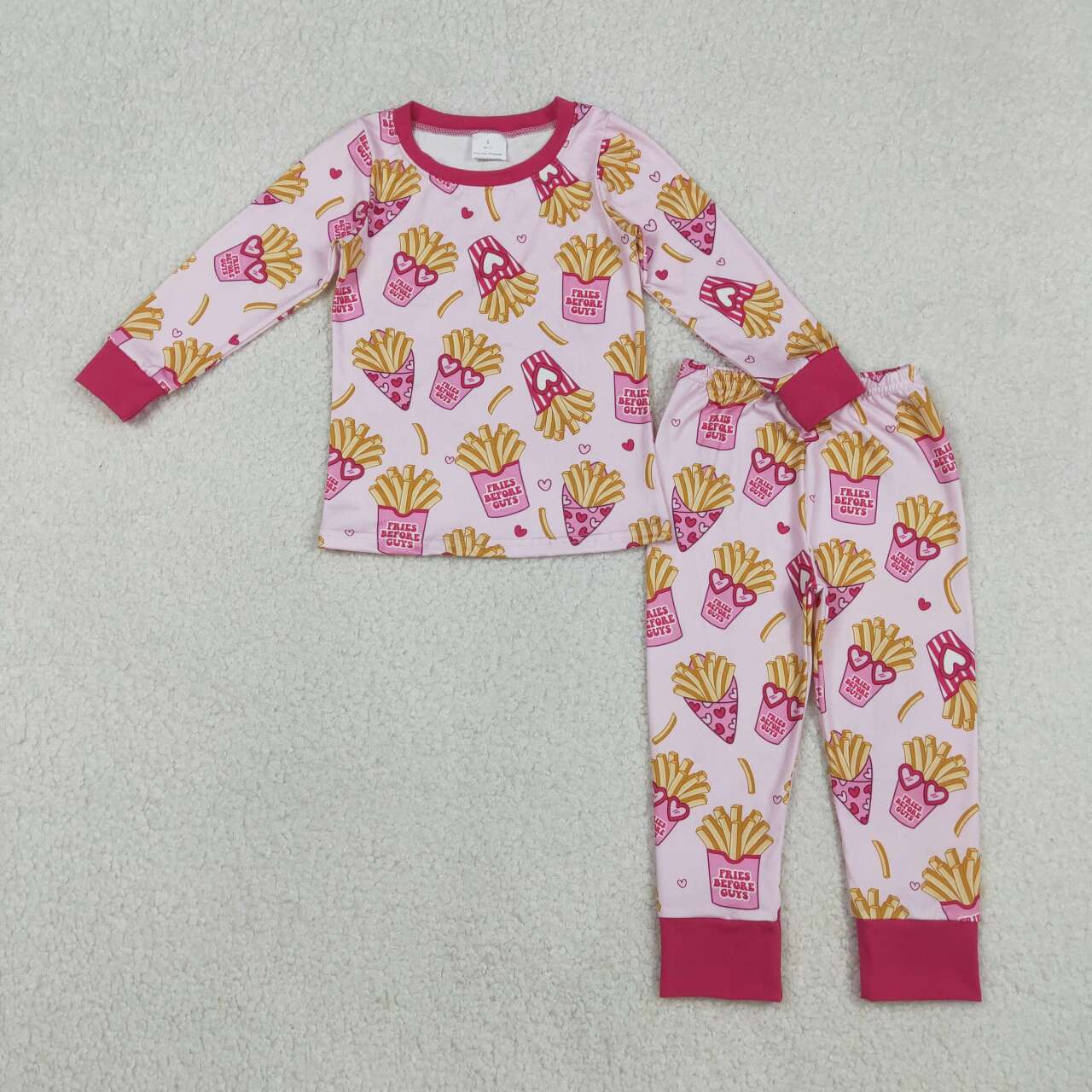 Valentines fries long sleeve top matching pants baby girl outfit