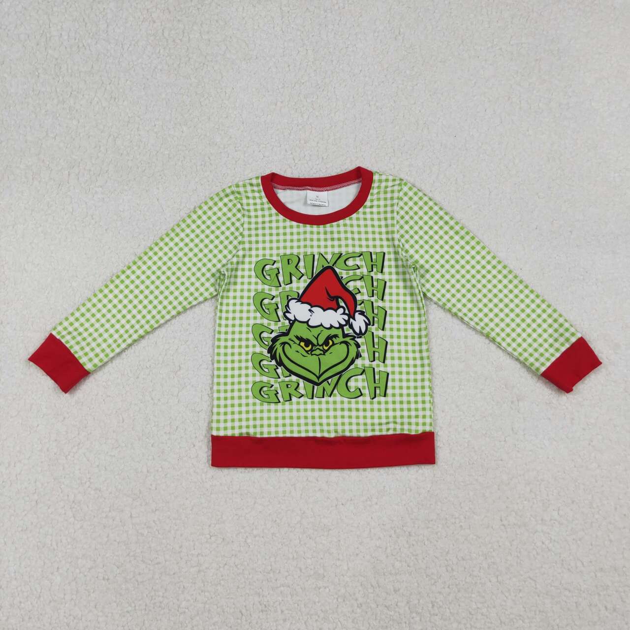 Christmas green face boys kids long sleeve top
