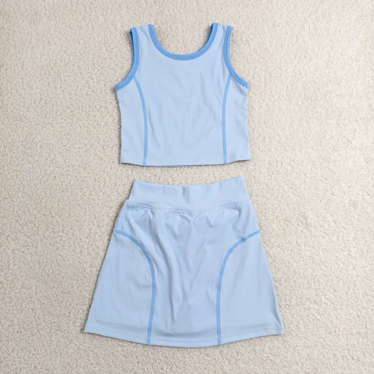 Light green yoga tank top matching skirts girls active wear outfit